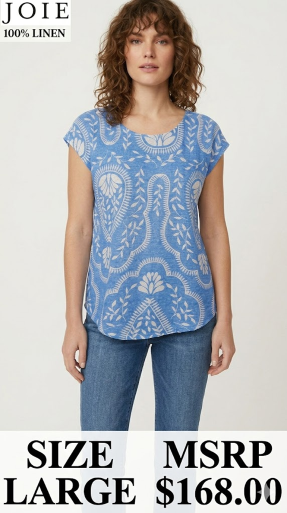 5 16 Joie 100% Linen Paisley Print Sleeveless Top Size Large
