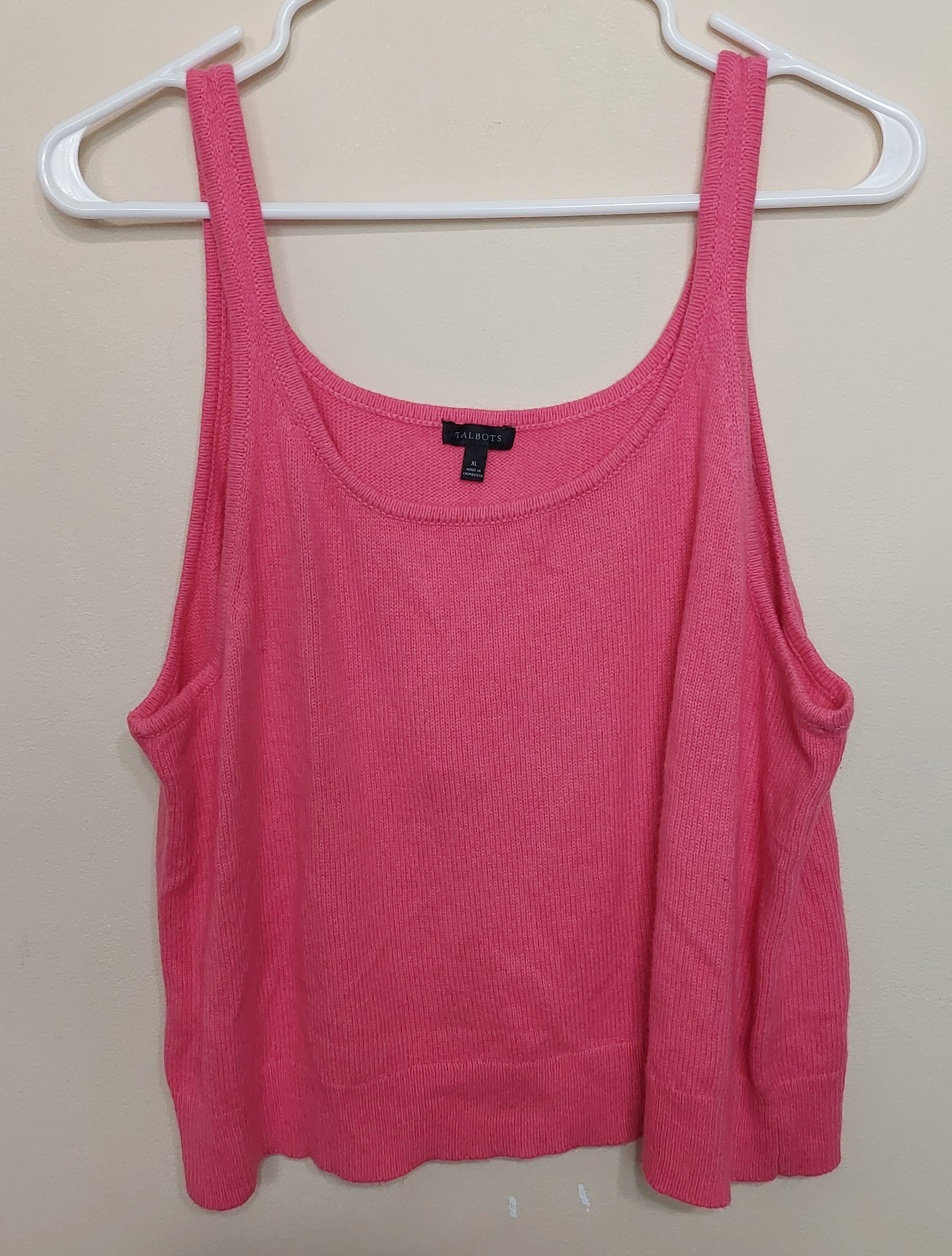 5 17 Talbots Ribbed Knit Tank Top Vibrant Pink Size XL