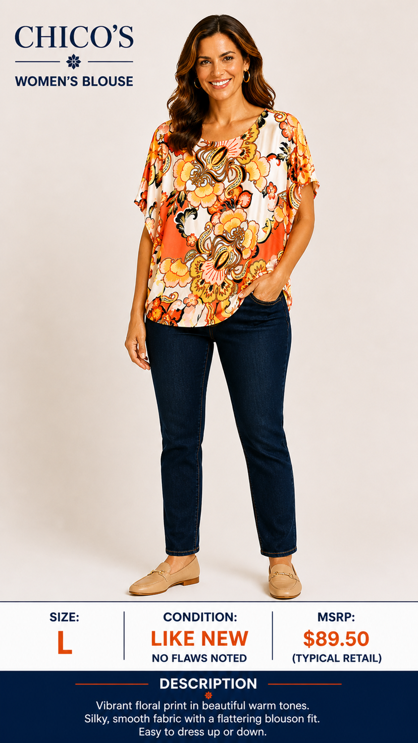 1 20 Chicos Mixed Yellow Gold Color Blouse Size Large