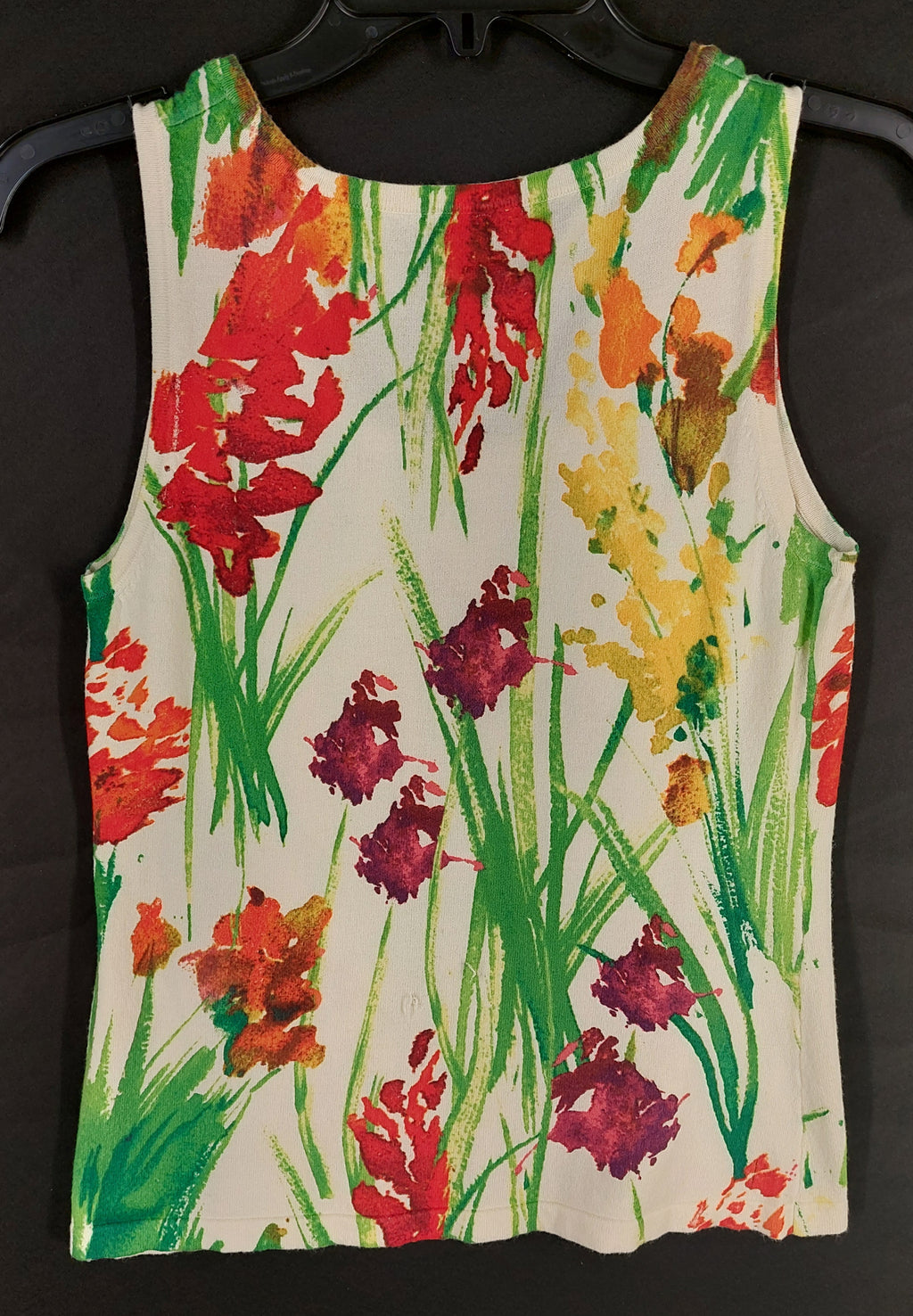 8-17 Chico's Small Floral Sleeveless Tank Top Watercolor Print Rayon Nylon