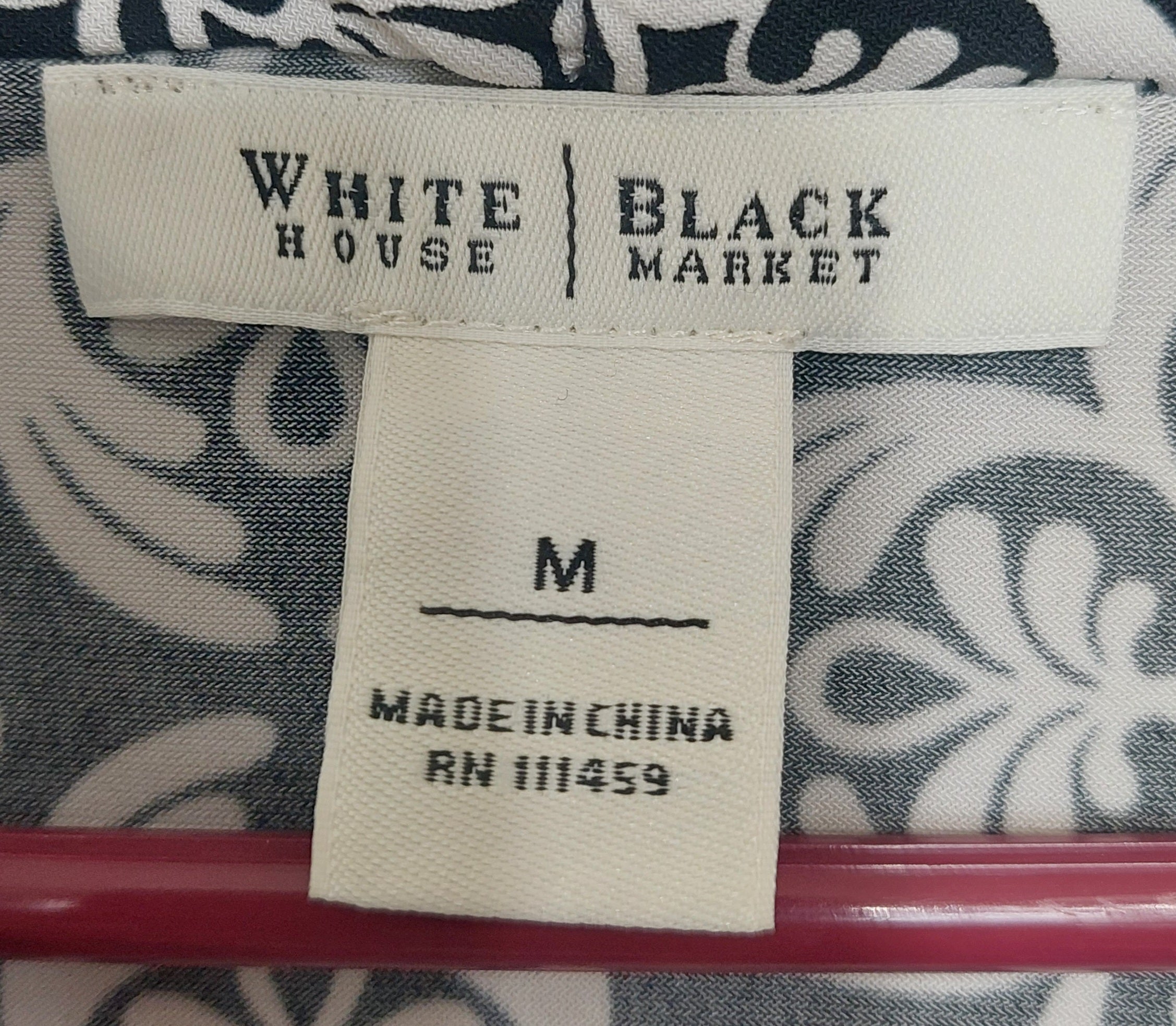 7 17 White House Black Market Size M Black White Cowl Neck Top