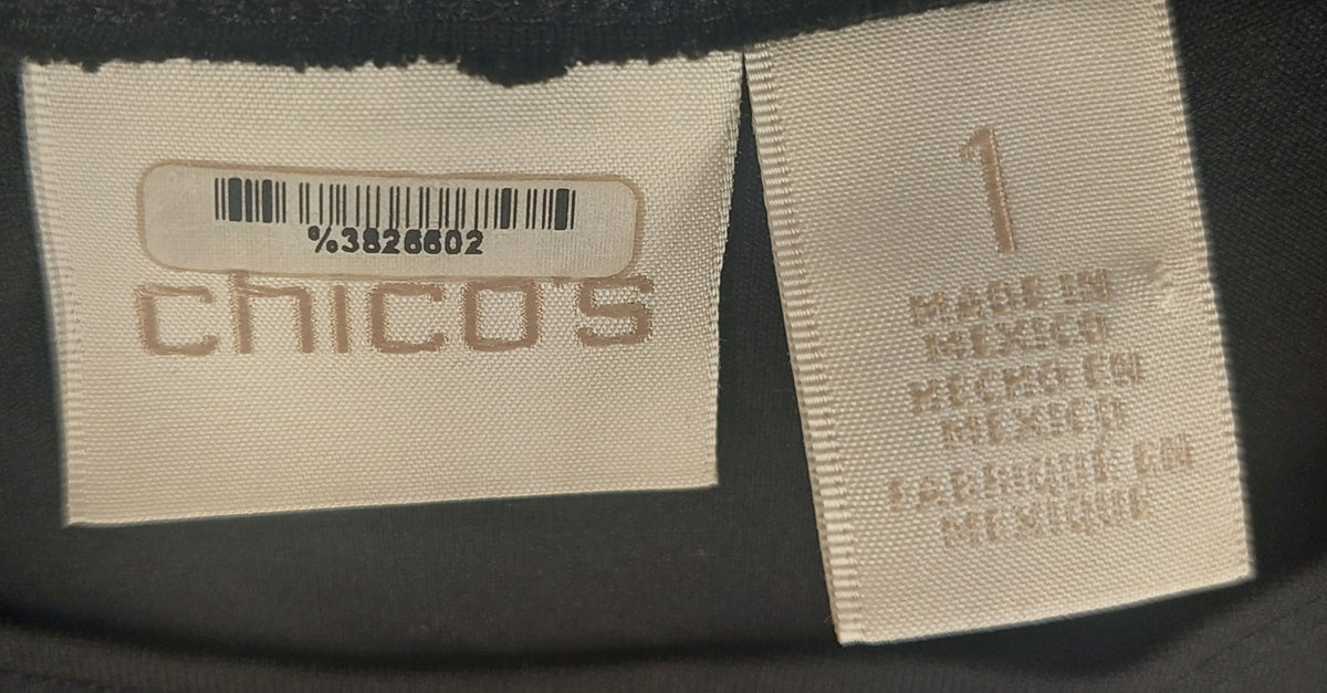 9-17 Chico’s Size Medium  Black Sleeveless Stretch Tank Top Scoop Neck Basic
