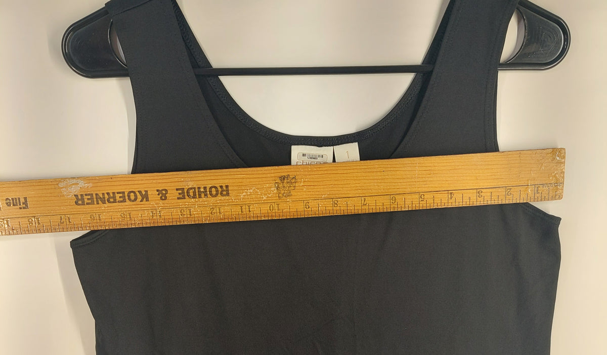 9-17 Chico’s Size Medium  Black Sleeveless Stretch Tank Top Scoop Neck Basic