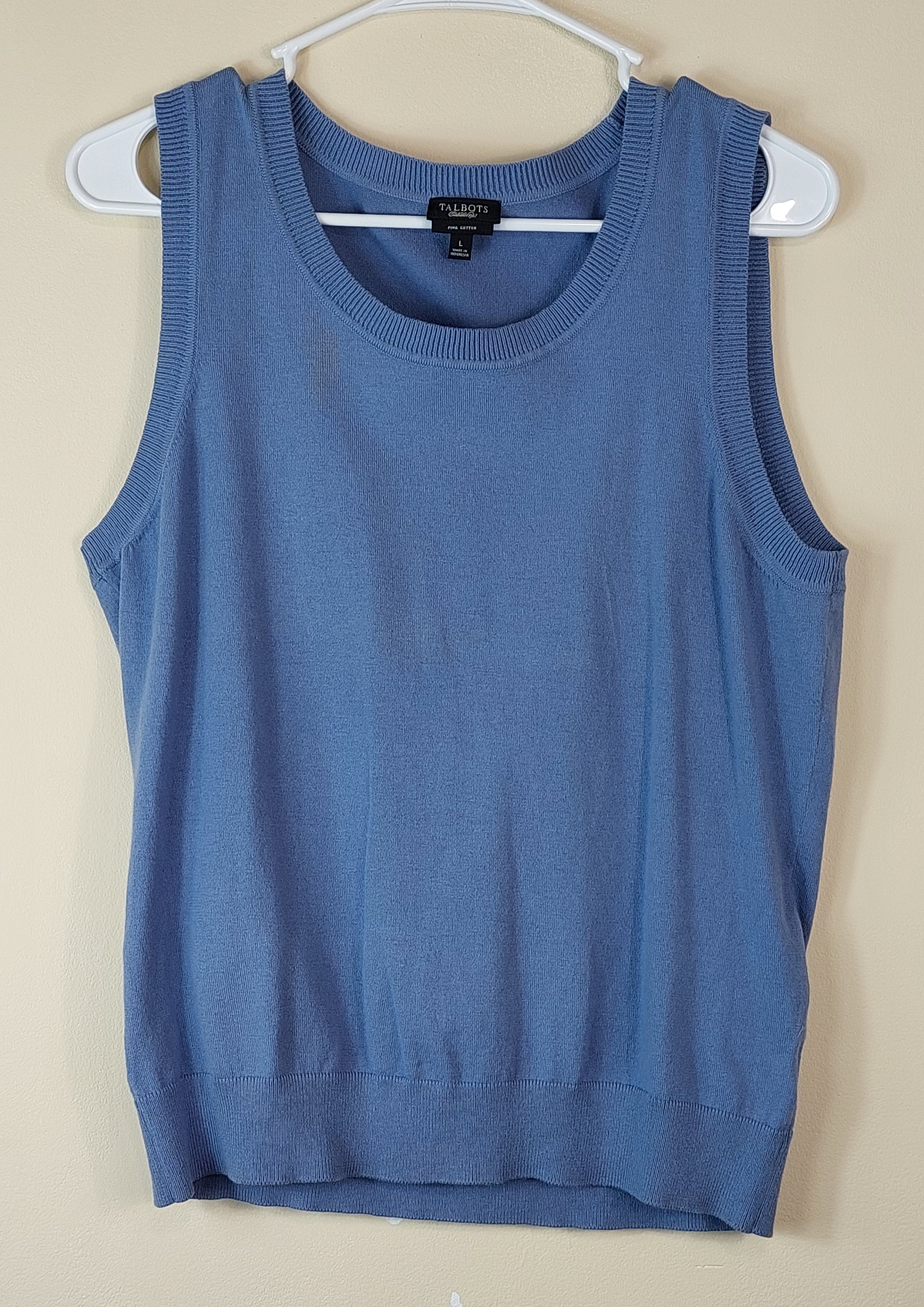 1 21 Talbots Blue Sleeveless Blouse Size Large