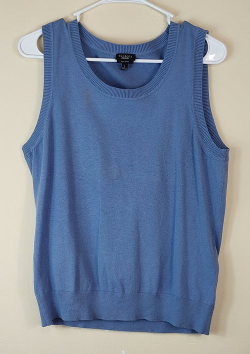1 21 Talbots Blue Sleeveless Blouse Size Large