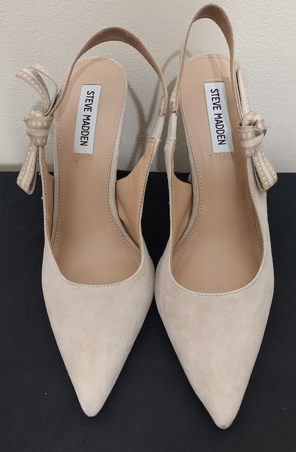 5 18 Steve Madden Suede Slingback Heels with Gingham Bow Detail Size 8M
