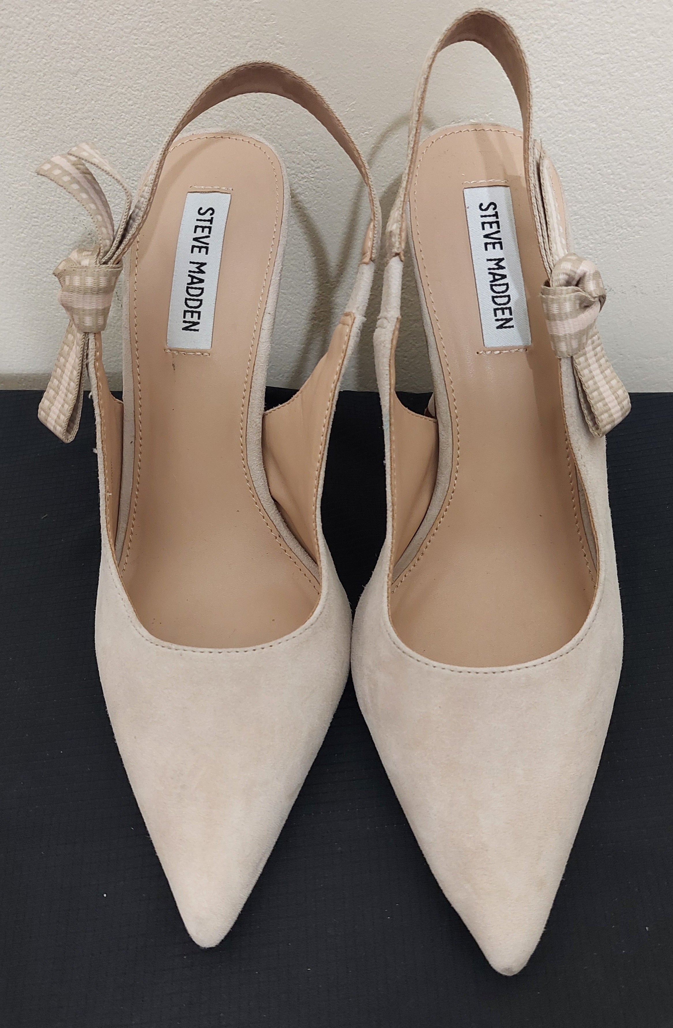 5 18 Steve Madden Suede Slingback Heels with Gingham Bow Detail Size 8M