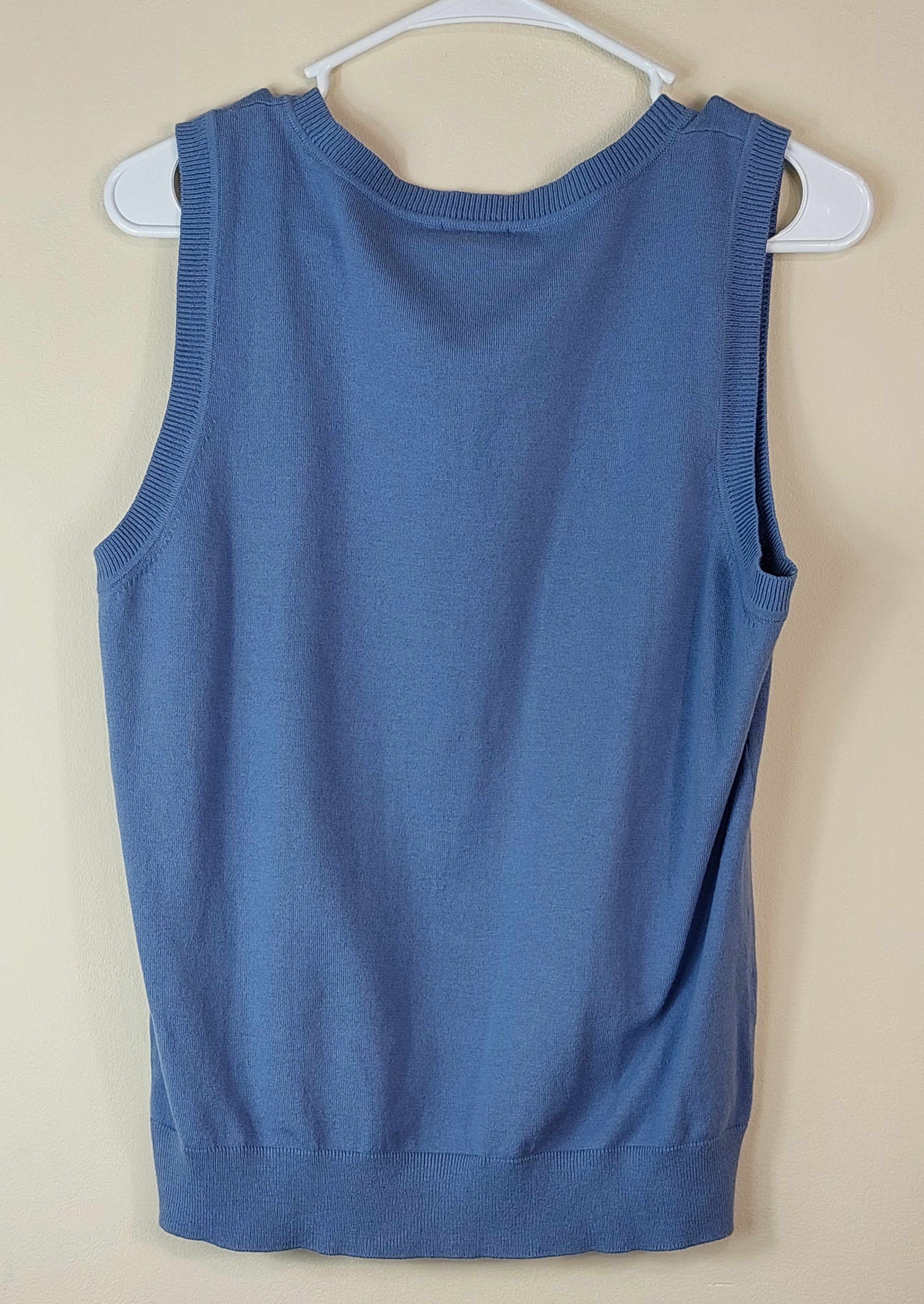 1 21 Talbots Blue Sleeveless Blouse Size Large