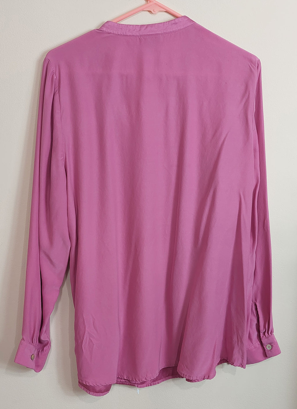 3 40 J Jill XL Long Sleeve Blouse Pink Split V Neck Lightweight Flowy Easy Fit