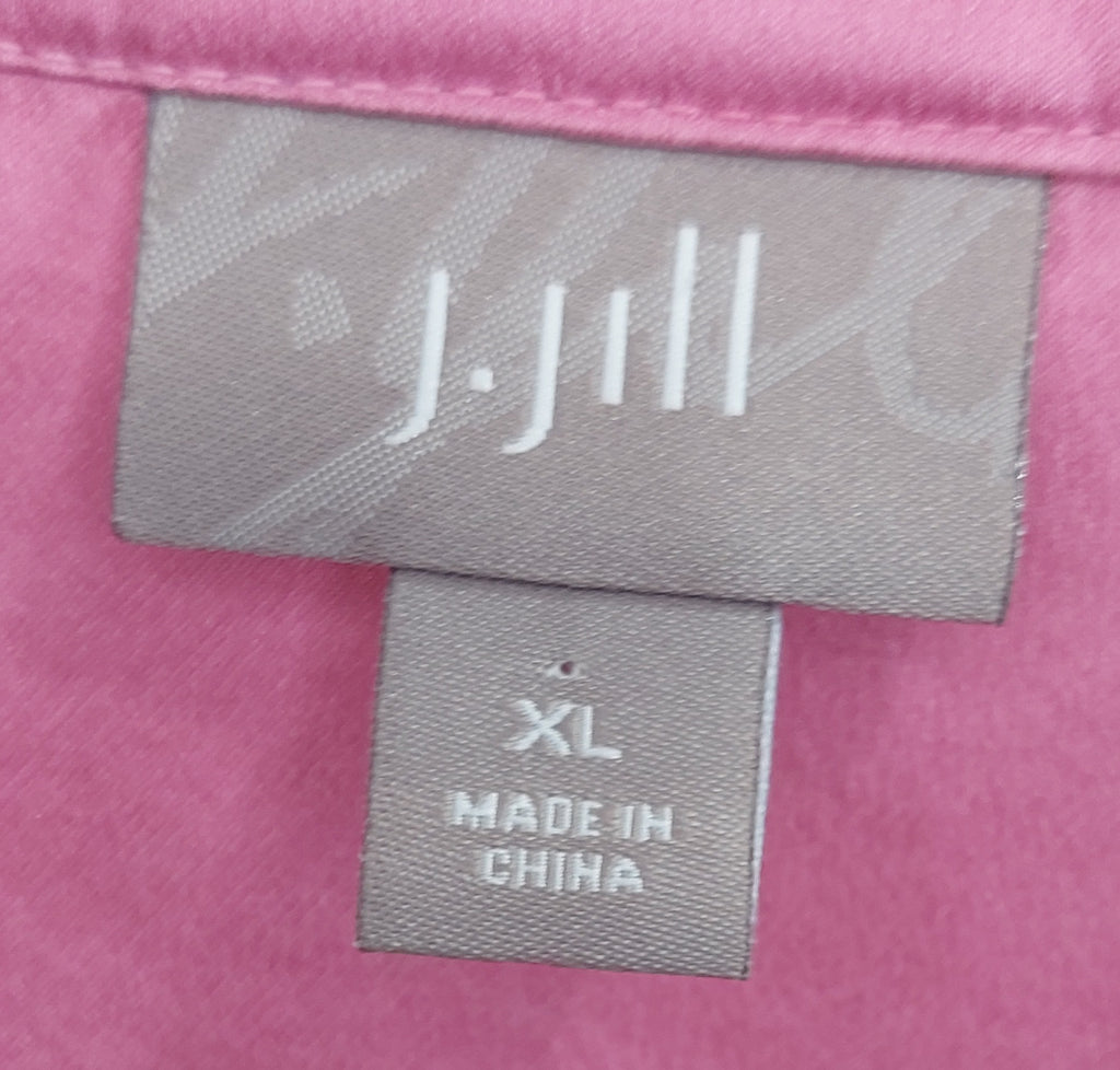 3 40 J Jill XL Long Sleeve Blouse Pink Split V Neck Lightweight Flowy Easy Fit