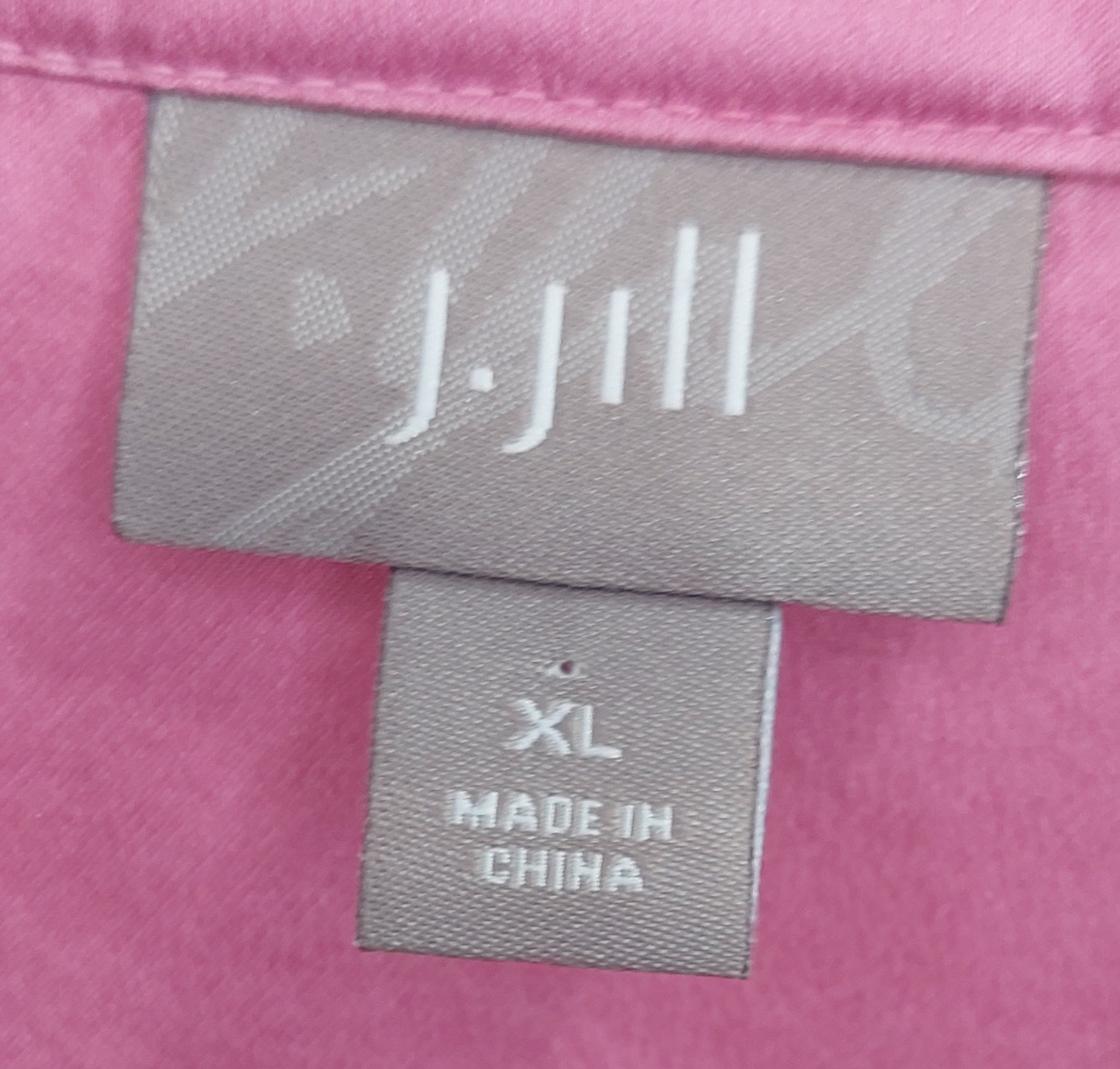 3 40 J Jill XL Long Sleeve Blouse Pink Split V Neck Lightweight Flowy Easy Fit