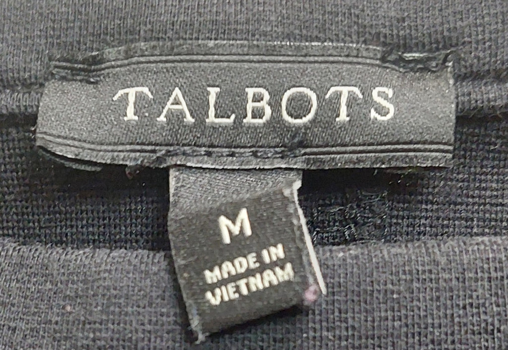 4 01 Talbots Black Knit Top Short Sleeve Classic Career Casual Tee Medium
