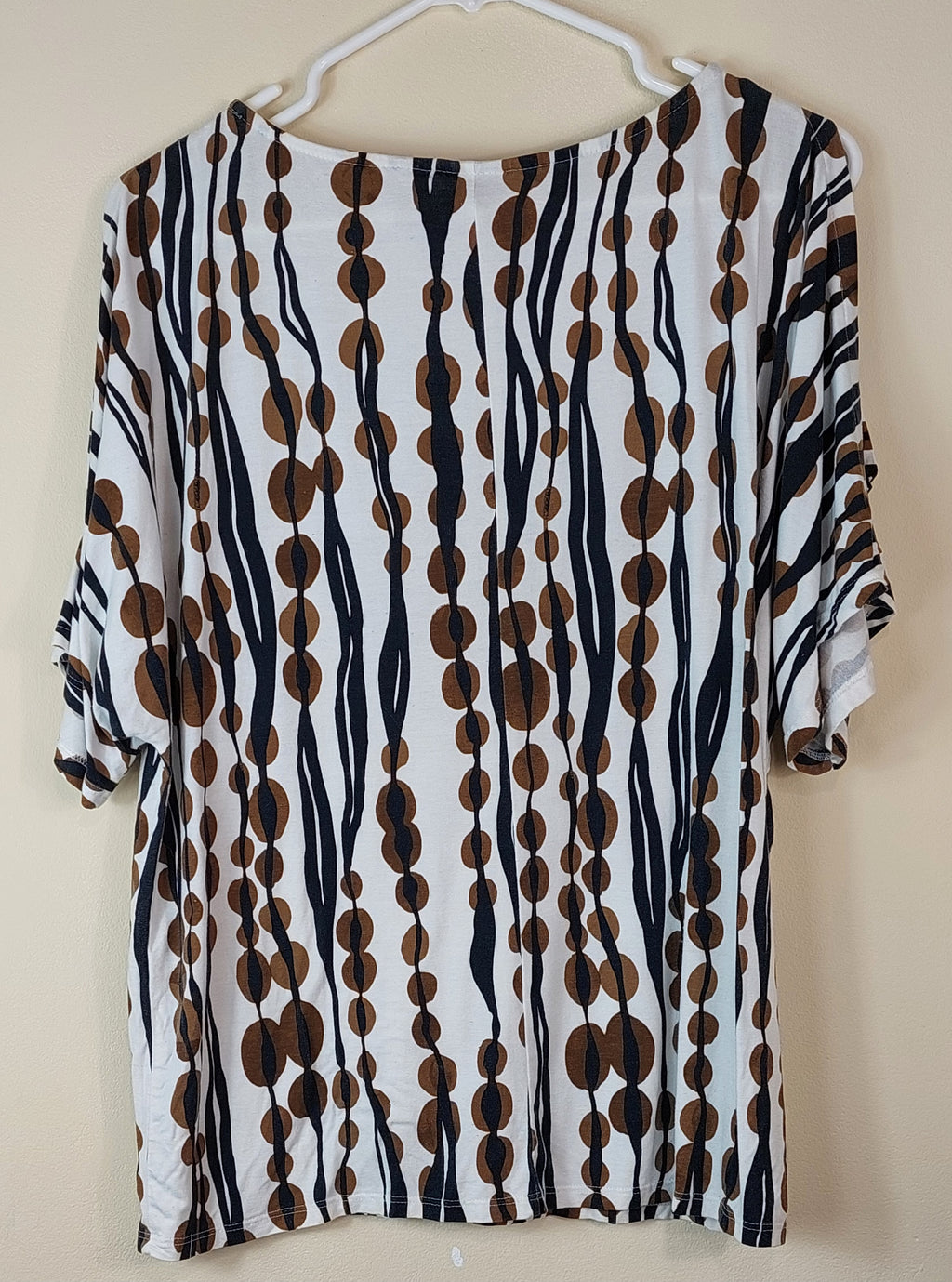 1 22 Chicos Brown Black White Short Sleeve Blouse Size Large
