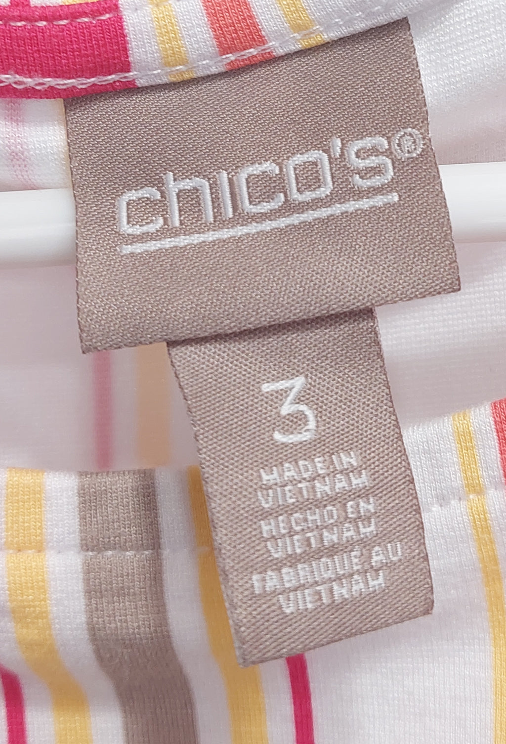 2 16 Chicos top Vertical striped red white beige Size 3