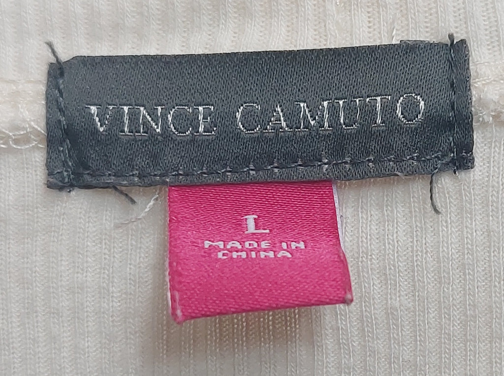 4 16 Vince Camuto Size L Puff Sleeve Ribbed Top Ivory