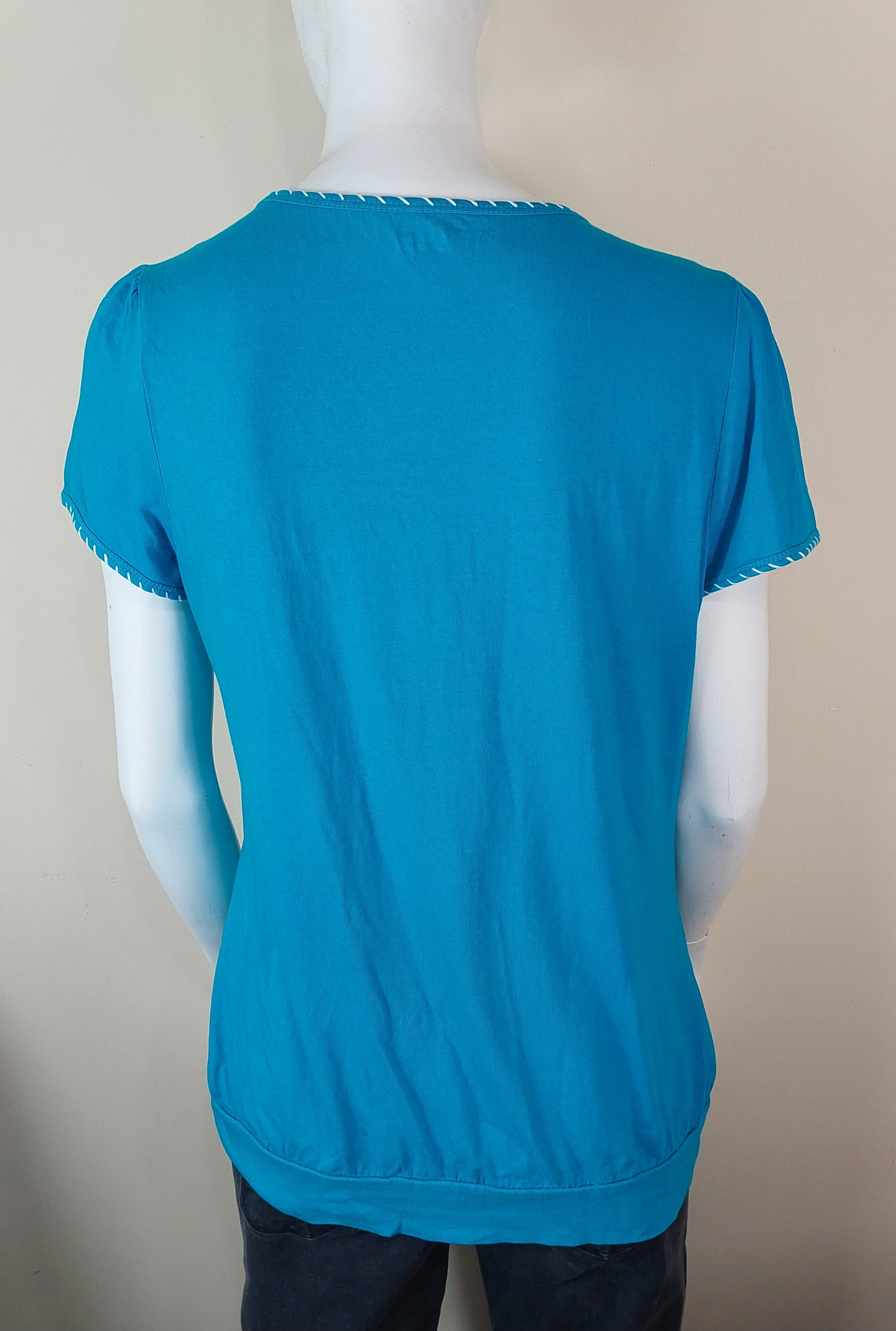 1 02 St. John's Bay Medium Blue Embroidered Blouse