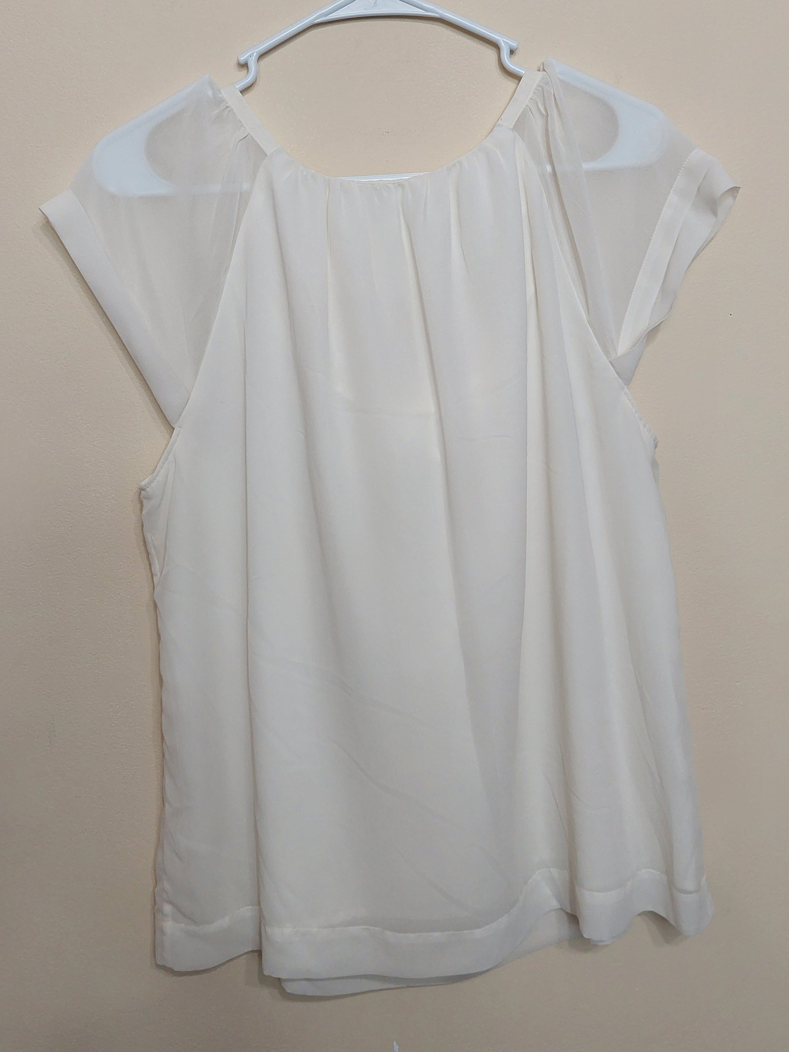 6 02 Banana Republic Large White Embellished Chiffon Blouse Womens