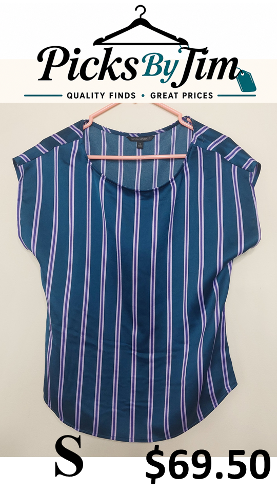 7 02 Banana Republic Size S Blue Purple Striped Blouse