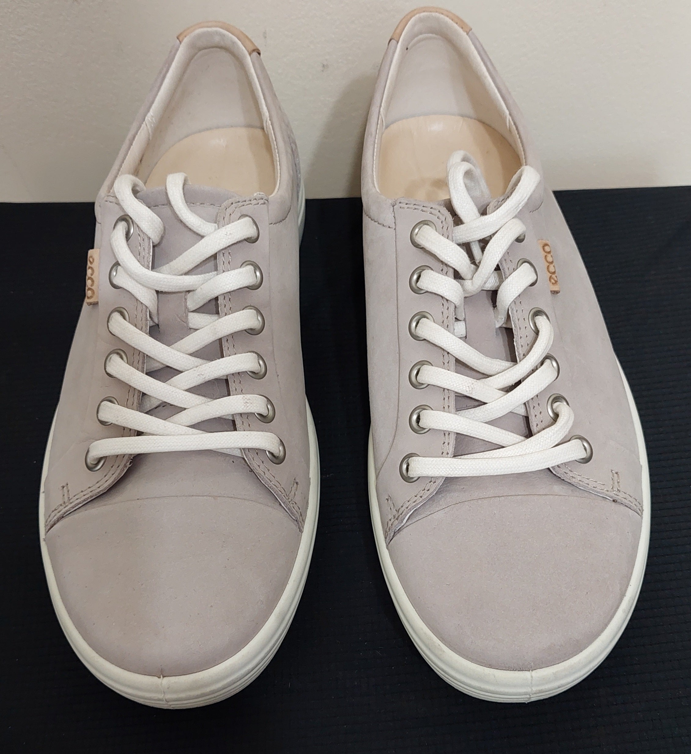6 20 ECCO Size 8 8.5 Soft 7 Suede Sneakers Womens Beige Lace Up