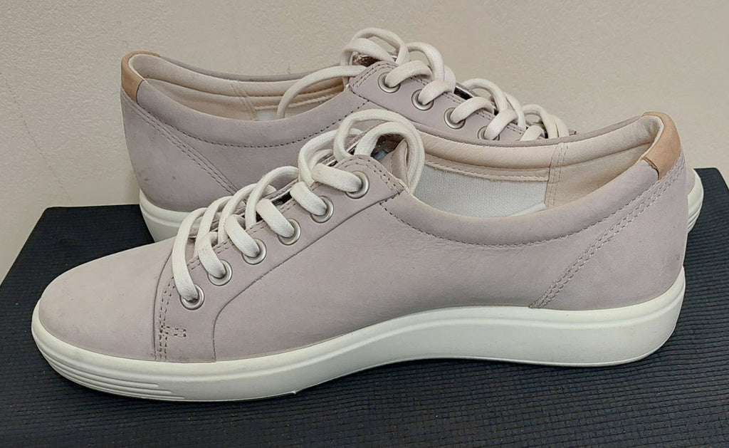 6 20 ECCO Size 8 8.5 Soft 7 Suede Sneakers Womens Beige Lace Up