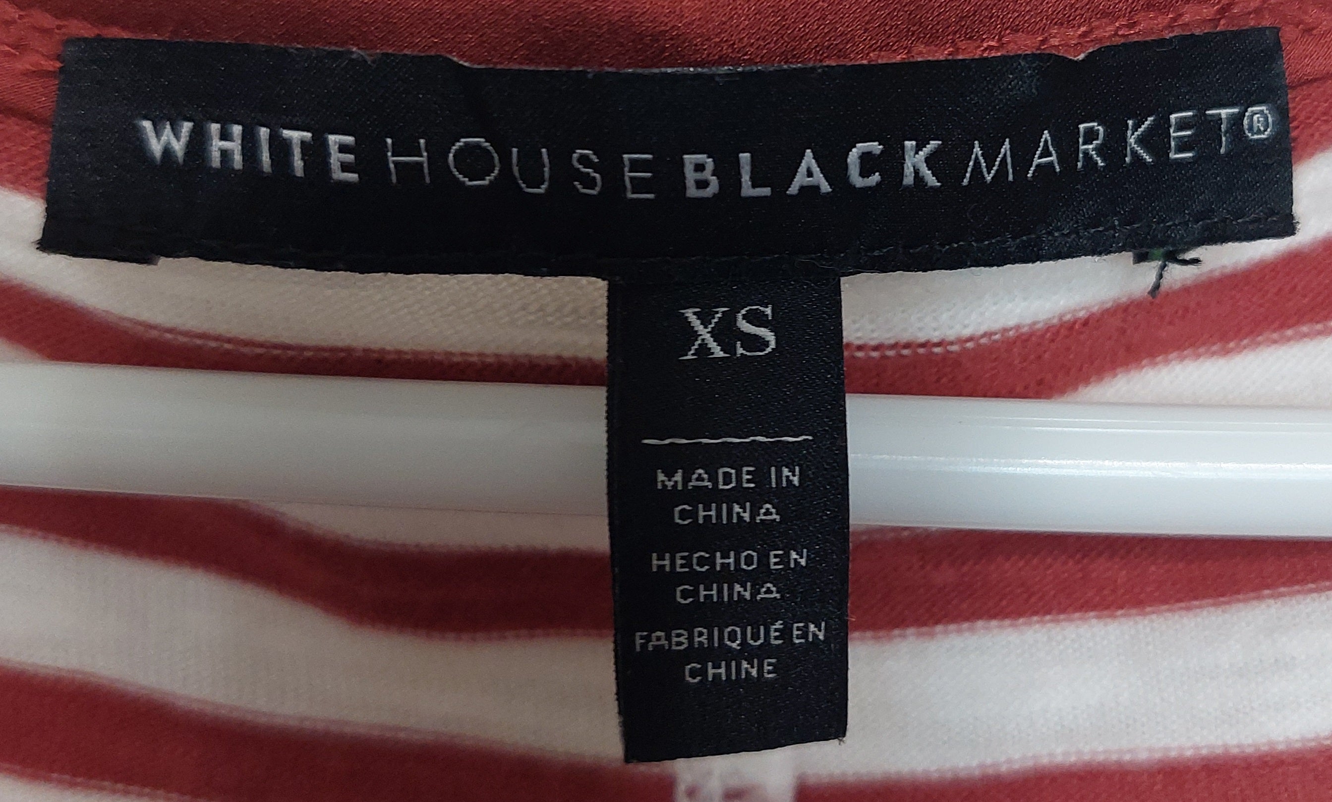 5 20 White House Black Market Red an White Stripe Scoop Neck Slub Tee Size S