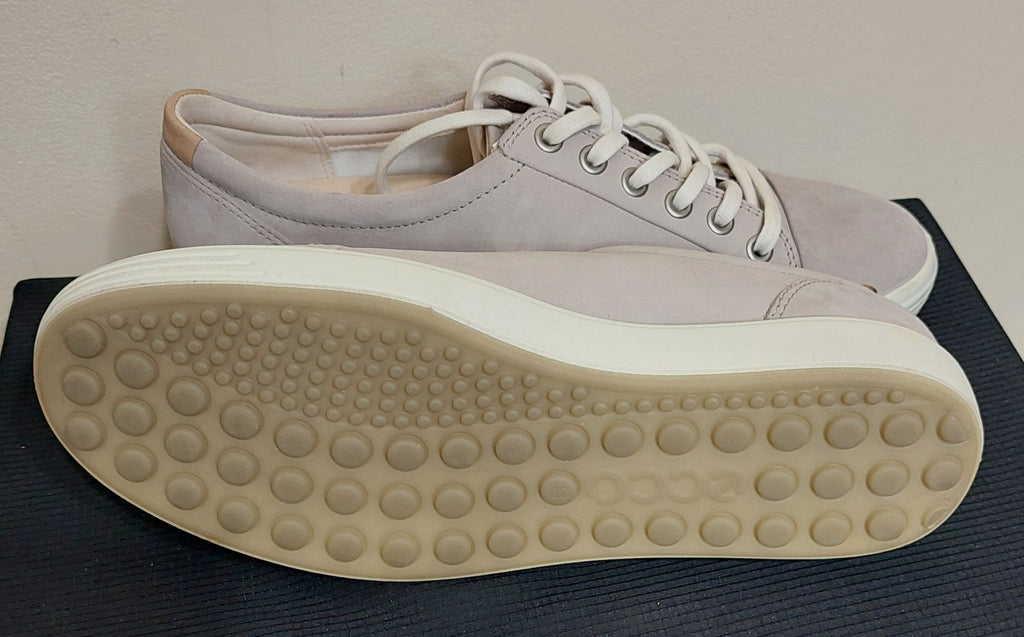 6 20 ECCO Size 8 8.5 Soft 7 Suede Sneakers Womens Beige Lace Up