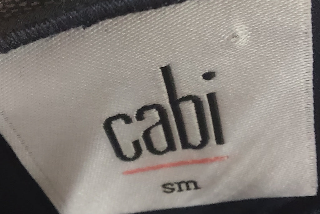 9-20 CAbi Size Small Black Lace Trim Camisole Adjustable Straps Sleeveless Top