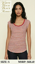5 20 White House Black Market Red an White Stripe Scoop Neck Slub Tee Size S