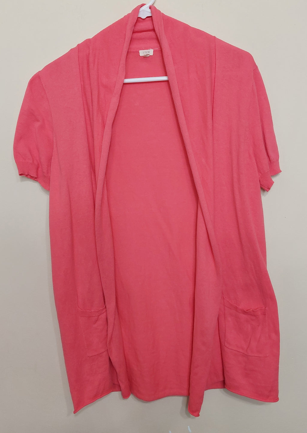 6 21 J Crew Size M Open Front Short Sleeve Cardigan Womens Pink
