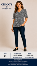 1 24 Chicos Top Decorative Black Retangles on White Patern Size 0