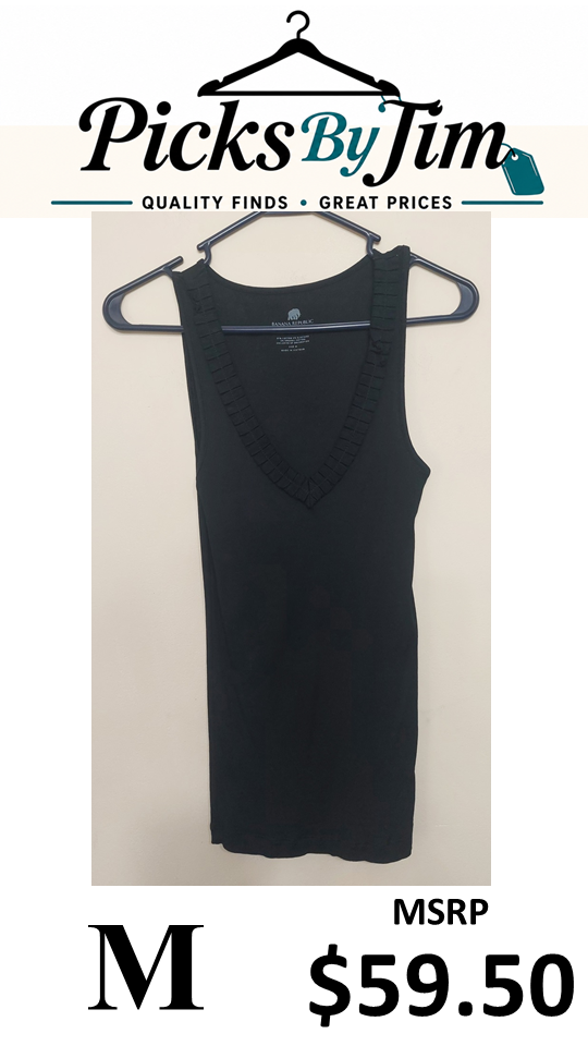 7 21 Banana Republic Black Ruffle V Neck Tank Size M