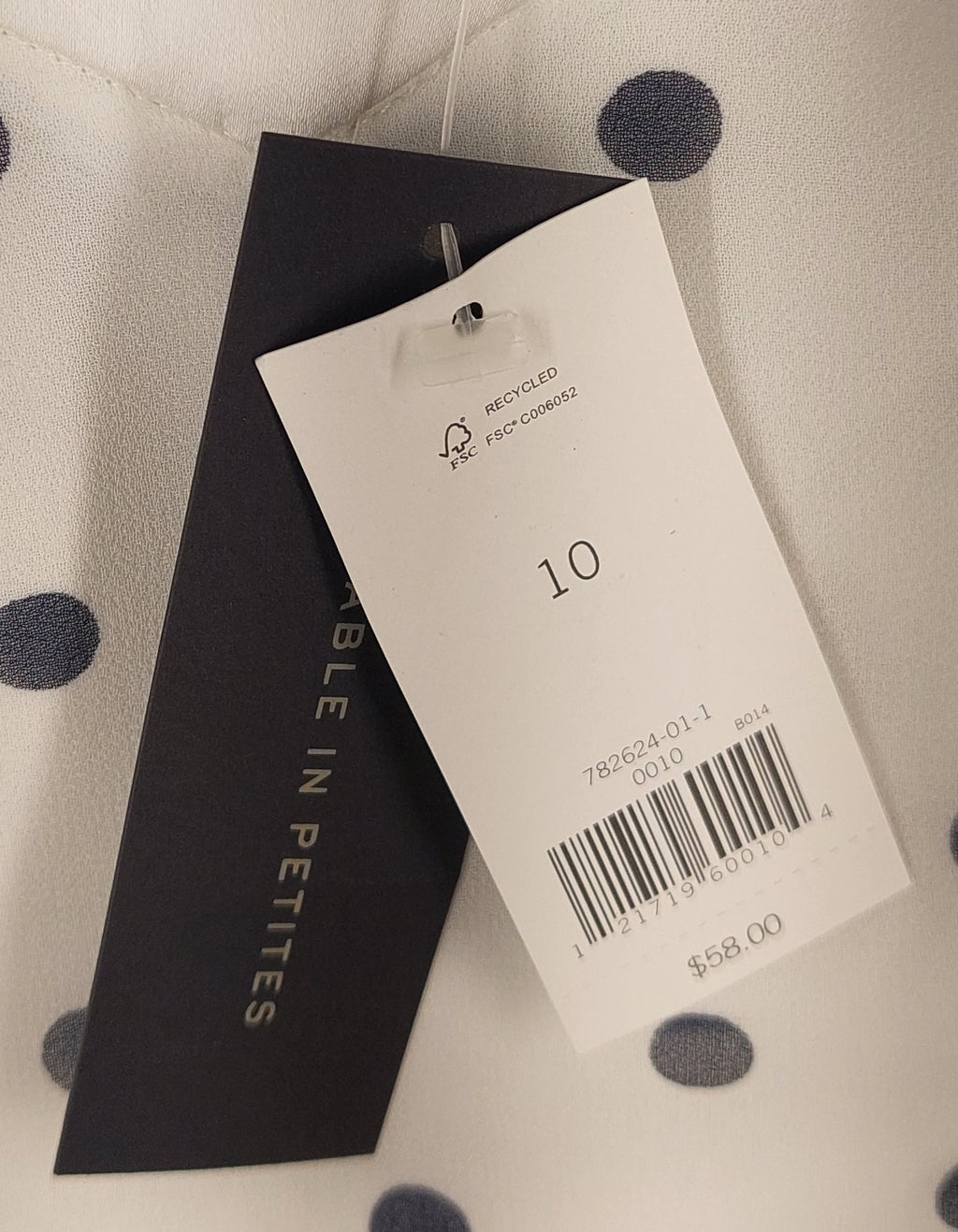 8-21 Banana Republic Factory Size 10 NWT Polka Dot Cami Tank Top White Black