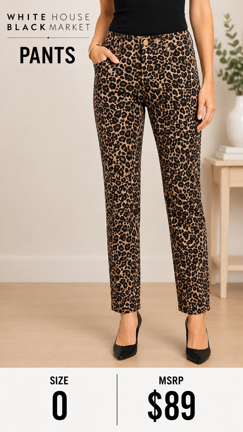 4 36 White House Black Market Size 0 Leopard Print Skinny Pants