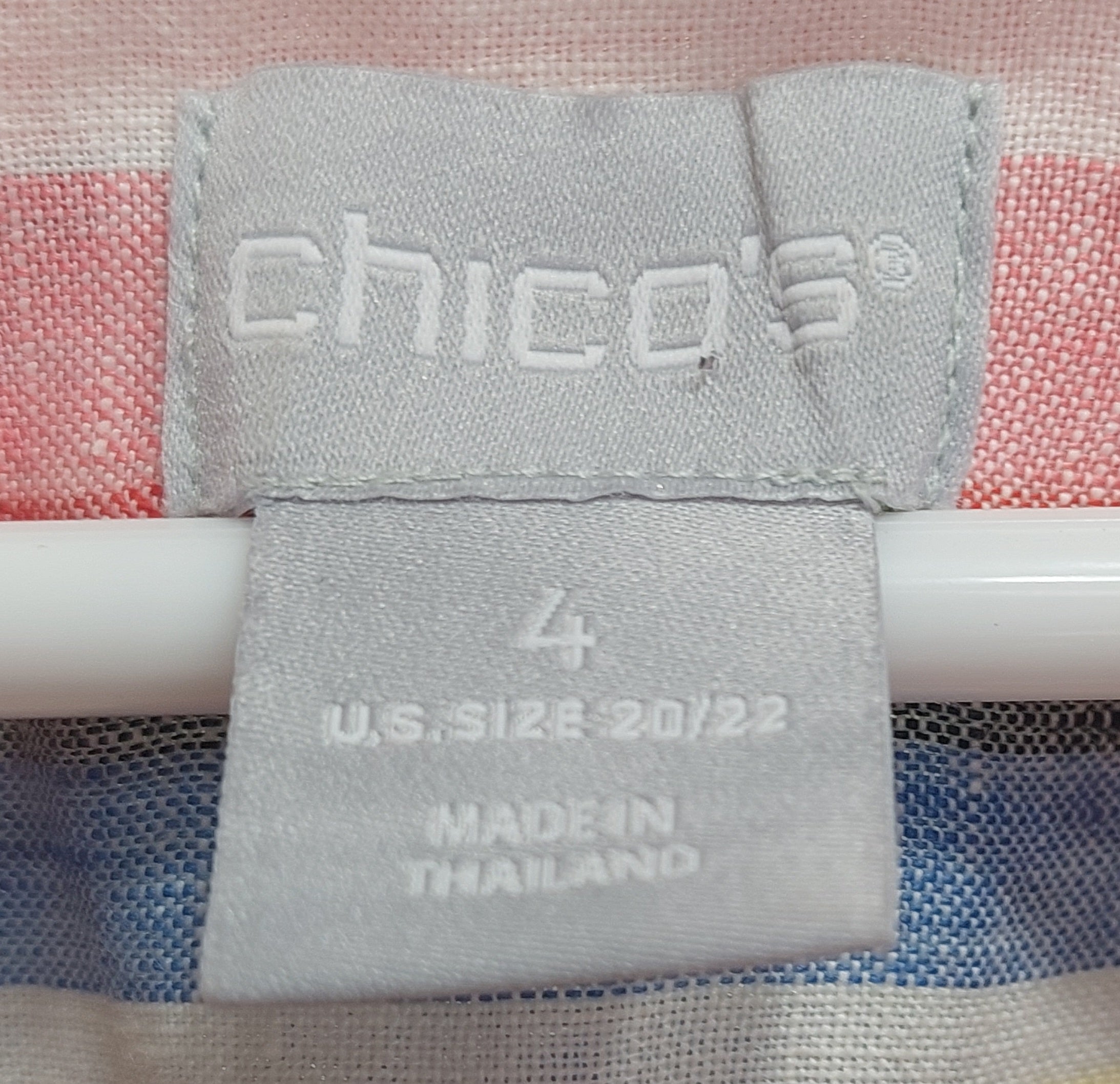2 47 Chicos Sleeveless top vertical stripe blue pink white Size 4