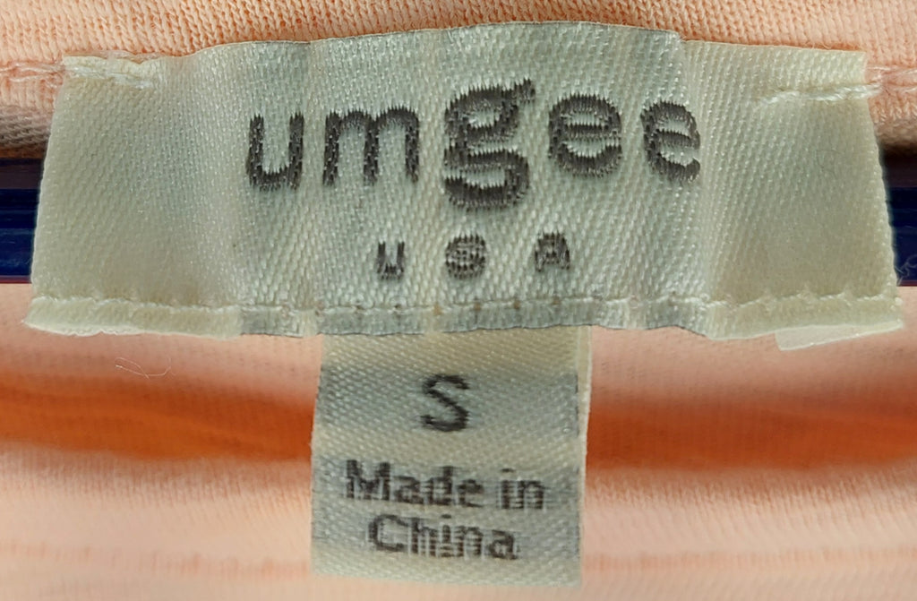 8-22 Umgee Size S Peach Ruffle Flutter Sleeve Slub Knit Top Boho Casual