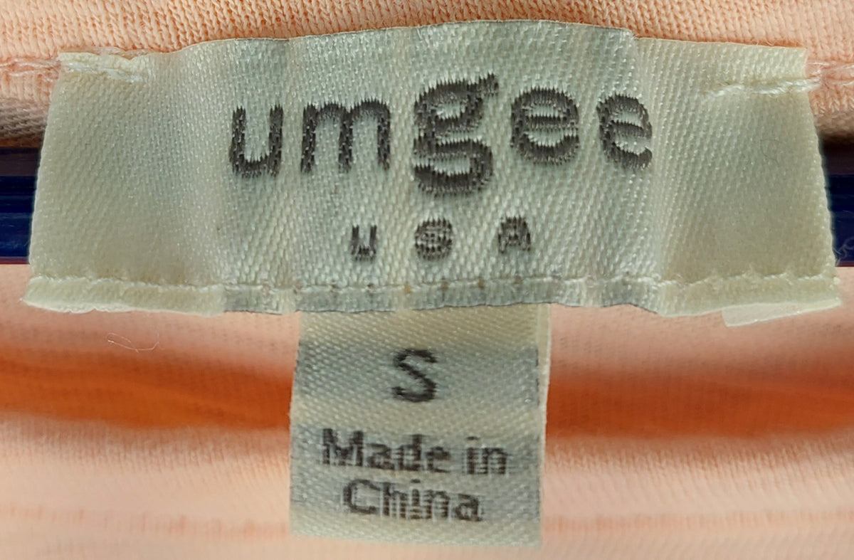 8-22 Umgee Size S Peach Ruffle Flutter Sleeve Slub Knit Top Boho Casual