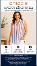 2 47 Chicos Sleeveless top vertical stripe blue pink white Size 4