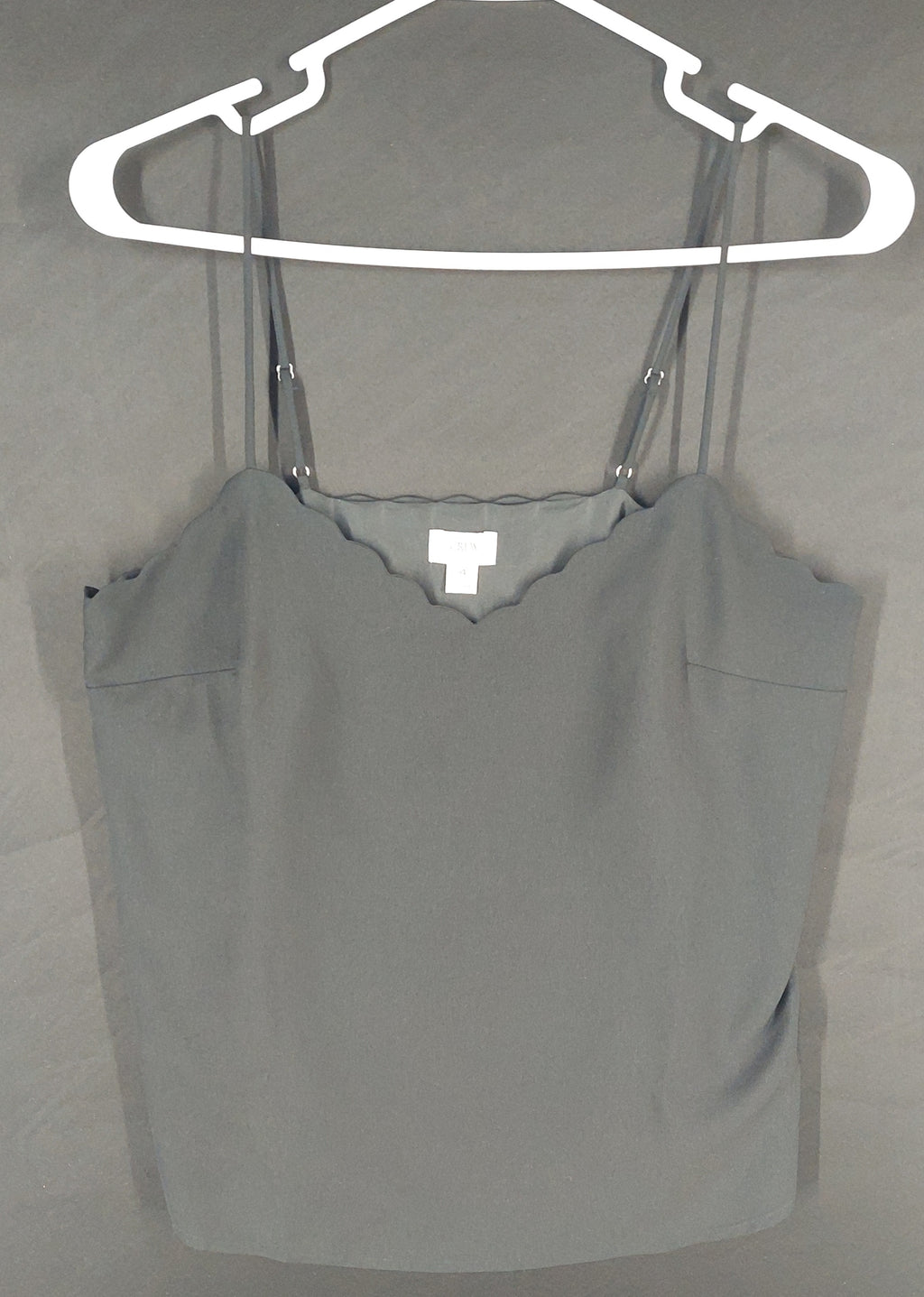 8-23 J.Crew Size 4 Black Scalloped Neck Camisole Tank Top Adjustable Straps