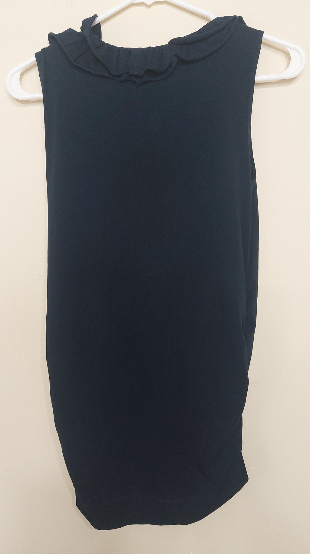 7 23 CAbi Black Ruffle Ruched Sleeveless Dress Size M