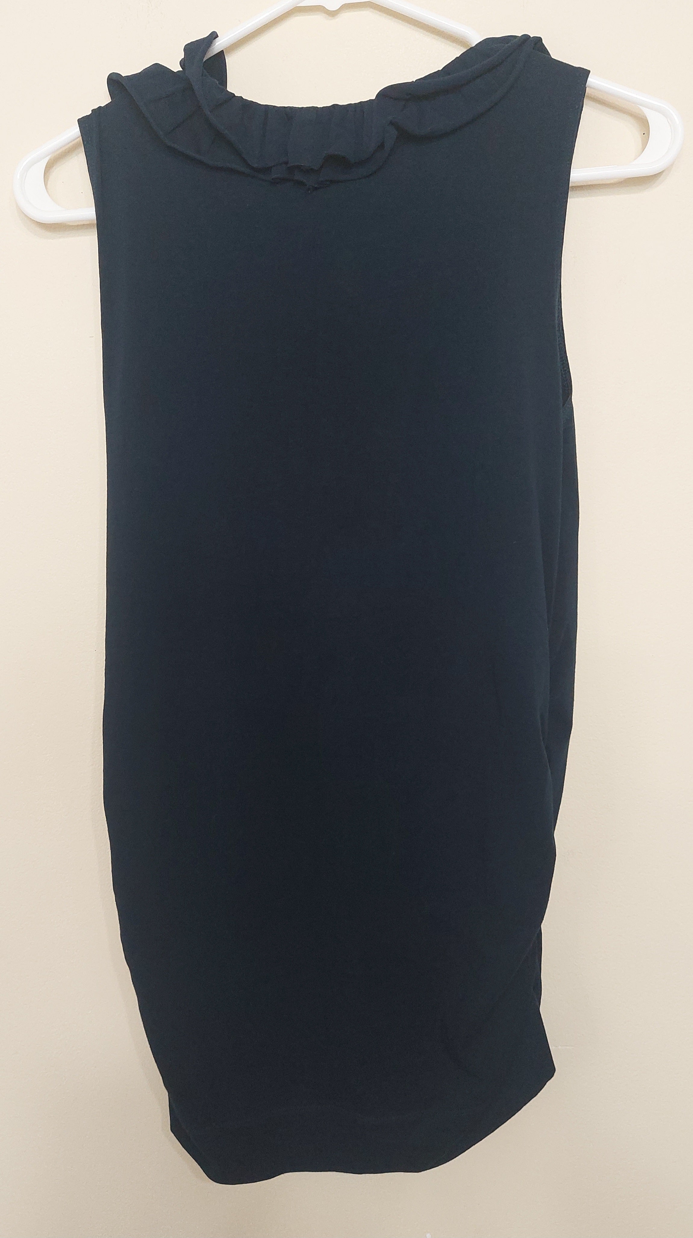 7 23 CAbi Black Ruffle Ruched Sleeveless Dress Size M