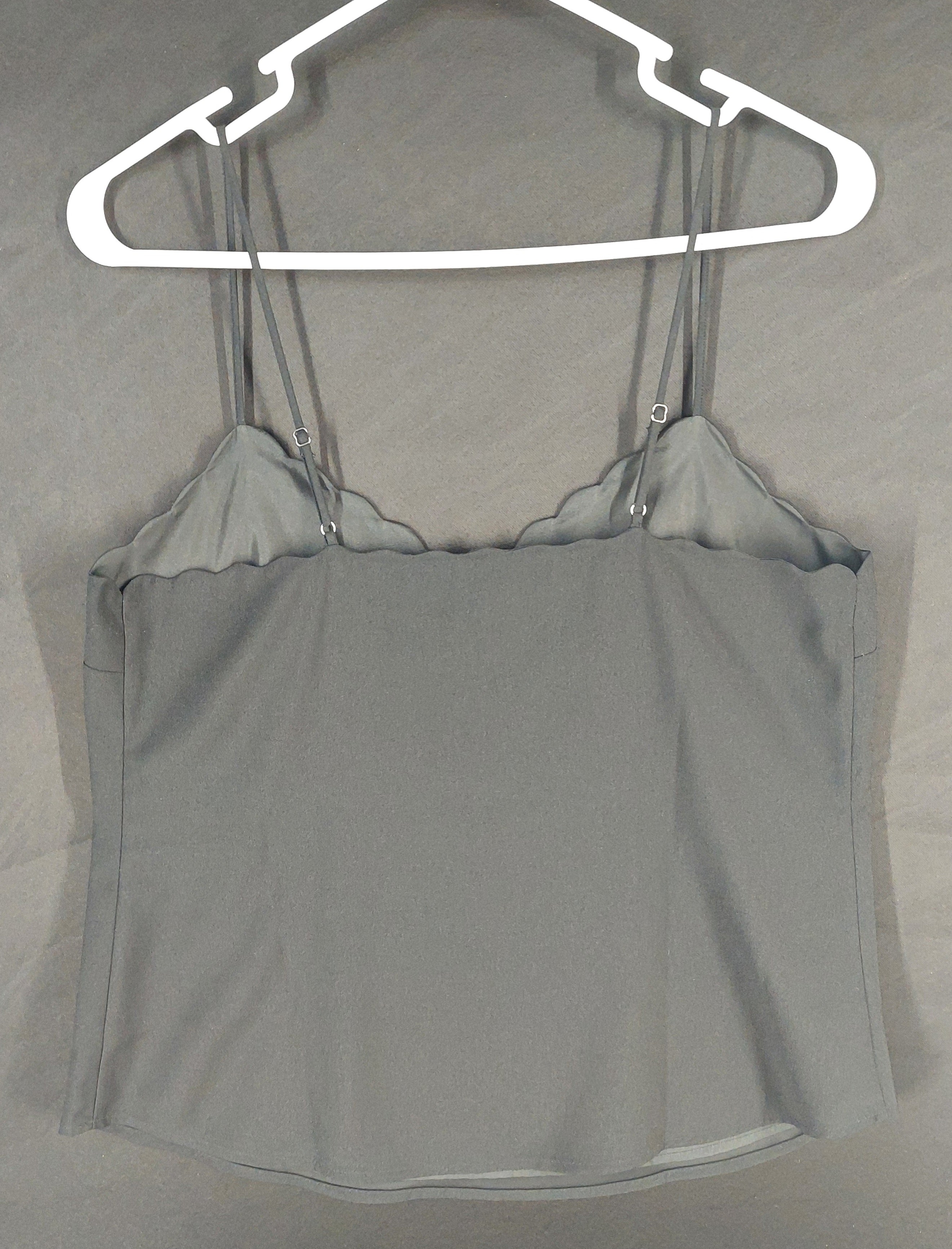 8-23 J.Crew Size 4 Black Scalloped Neck Camisole Tank Top Adjustable Straps