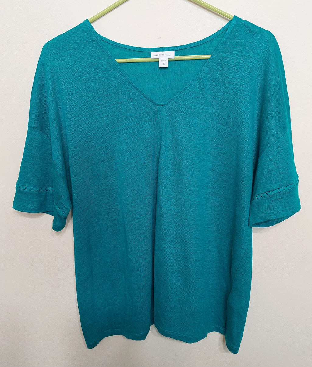 5 24 J. Jill Top Linen Vibrant Teal Size M