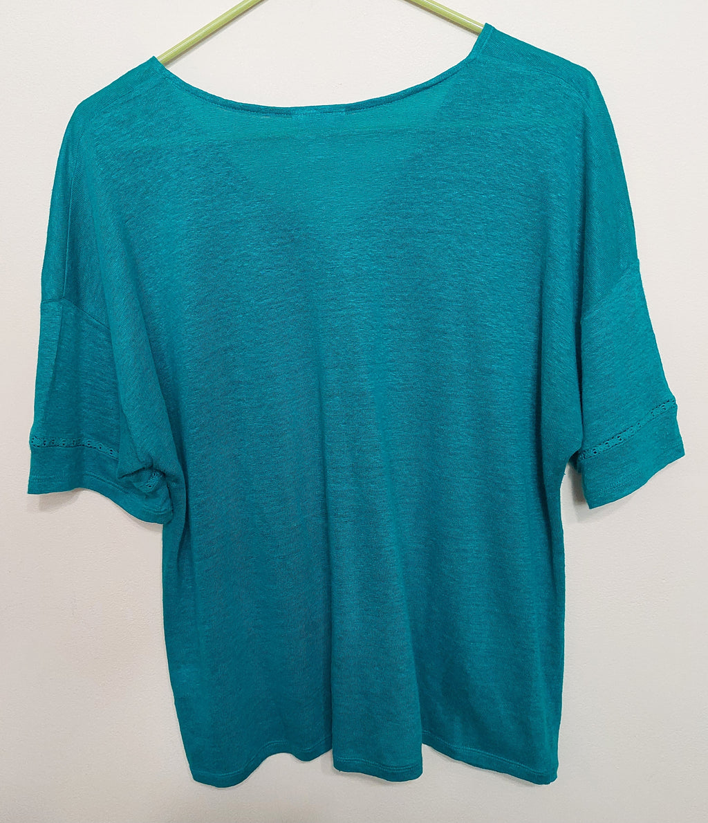 5 24 J. Jill Top Linen Vibrant Teal Size M