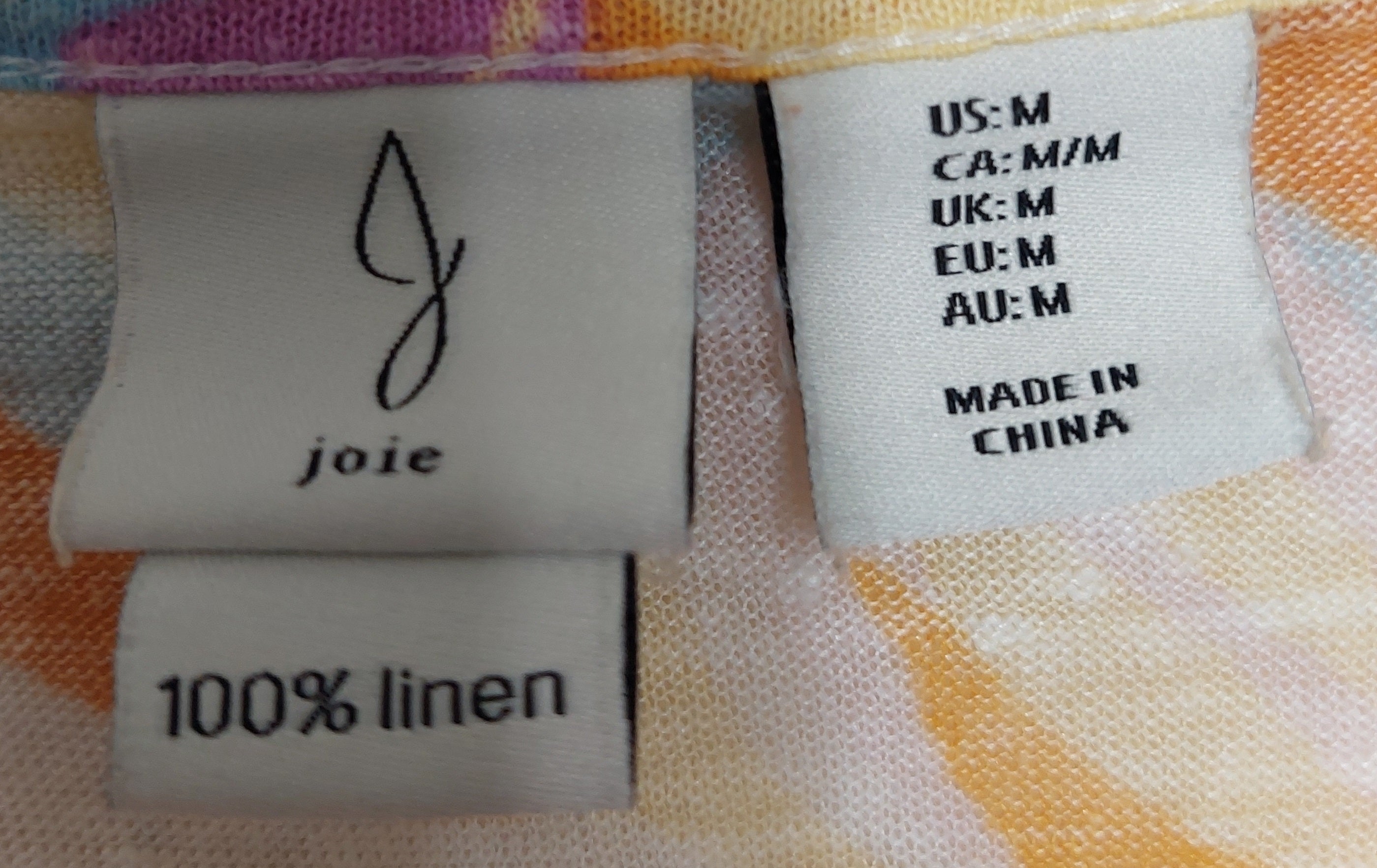 6 24 Joie Size M 100% Linen Floral Scoop Neck Short Sleeve Top