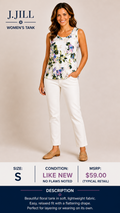 1 28 J. Jill Mixed Color Floral on White Sleeveless Tank Size S