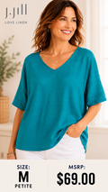 5 24 J. Jill Top Linen Vibrant Teal Size M