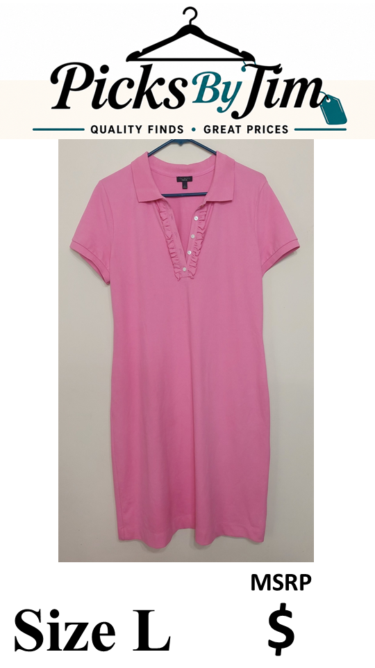 7 25 Talbots Large Pink Ruffle Polo Dress
