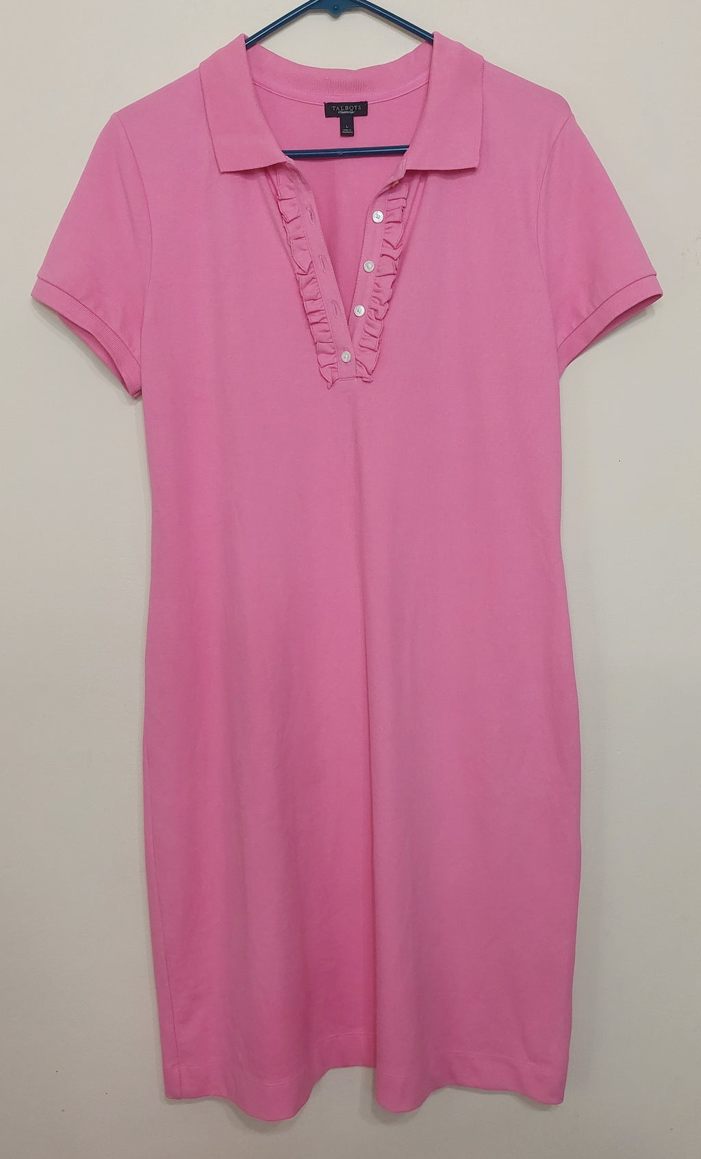 7 25 Talbots Large Pink Ruffle Polo Dress