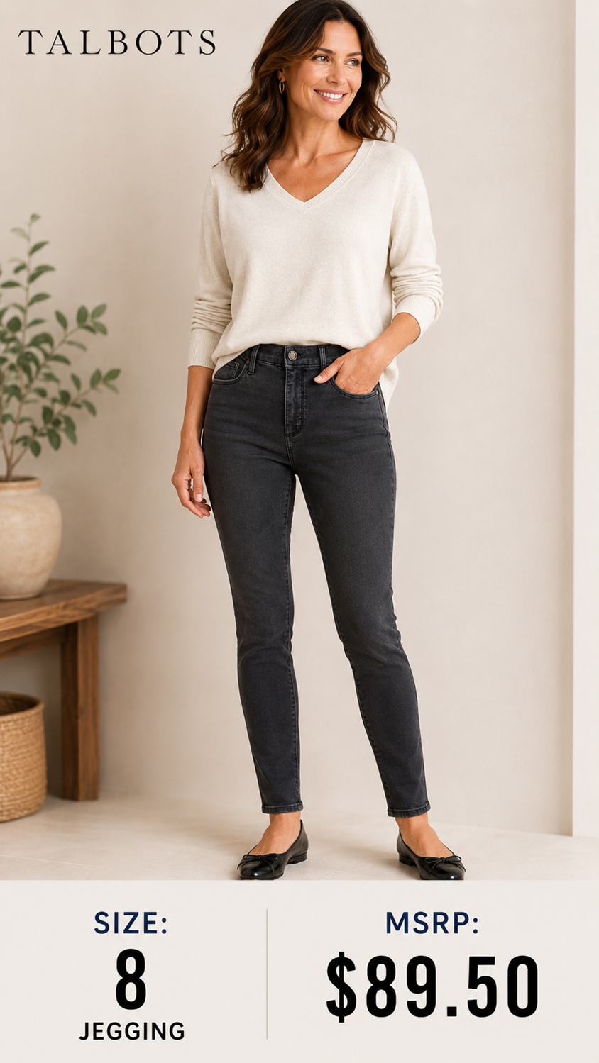 5 25 Talbots Black Jegging Jeans Size 8 Stretch Skinny Fit