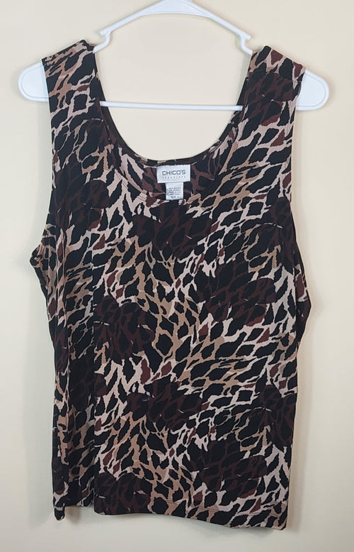 2 03 Chicos Tank Animal inspired print Shades of Brown and Black Size 3
